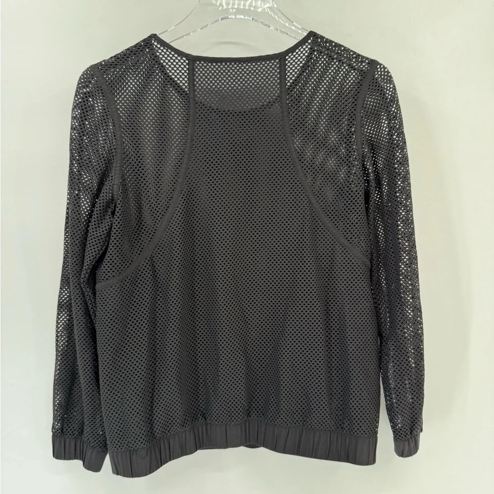 Lululemon Black Mesh Long Sleeve Pullover Kangaroo Pocket Athleisure Yoga Size s